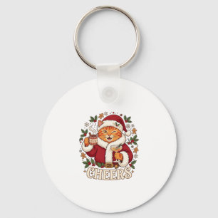 Chaveiro Brindes Natal Laranja Gato Chapéu de Papai Noel Be