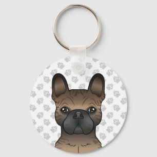 Chaveiro Brindle French Bulldog / Frenchie Cute Dog Head