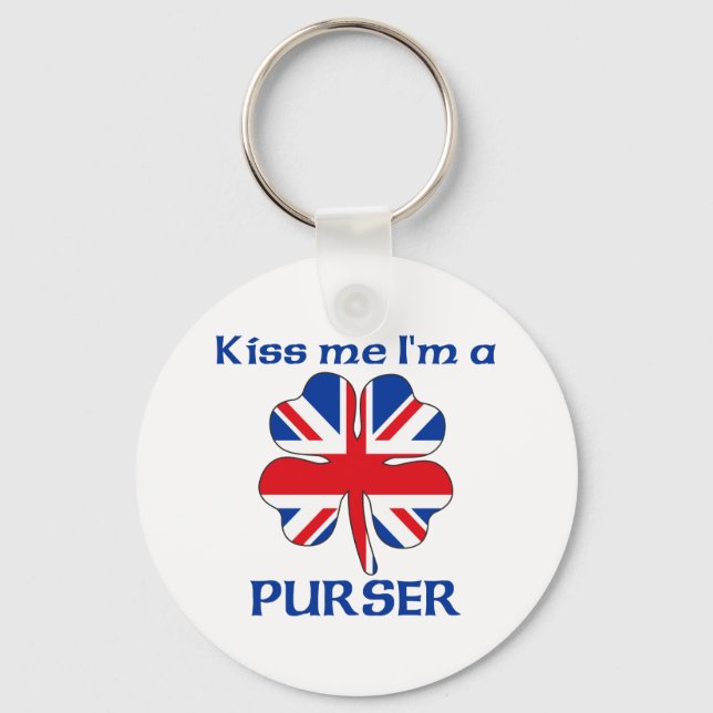 Chaveiro Britânico Personalizado Beija-me Sou Purser (Frente)