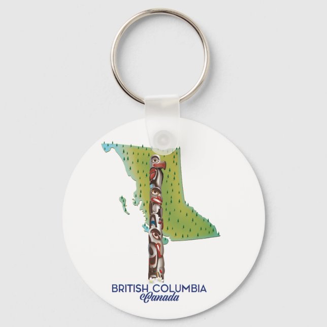 Chaveiro British Columbia Canada map poster. Café Gigante M (Frente)