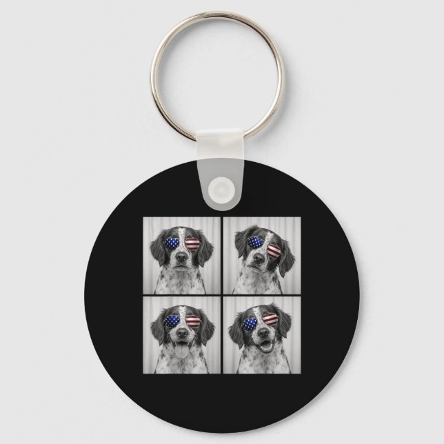 Chaveiro Brittany Spaniel 4 De Julho Cachorro Com Bandeira  (Frente)