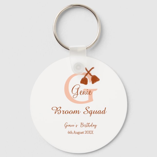 Chaveiro Brochura castanha esquadra Aniversário nome monogr (Frente)