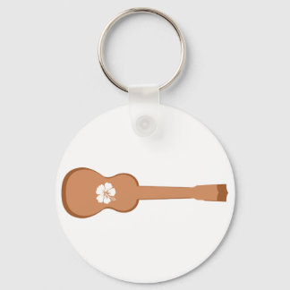 Chaveiro Brown Ukulele e white hibiscus