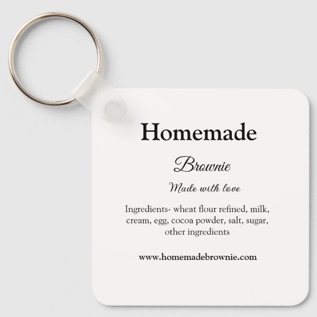 Chaveiro Brownie caseiro feito com amor adicionar texto sit (Frente)
