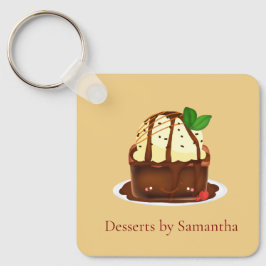 Chaveiro Brownie de Chocolate Com Sorvete de Baunilha