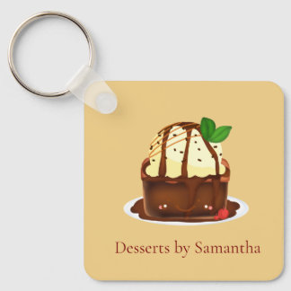 Chaveiro Brownie de Chocolate Com Sorvete de Baunilha