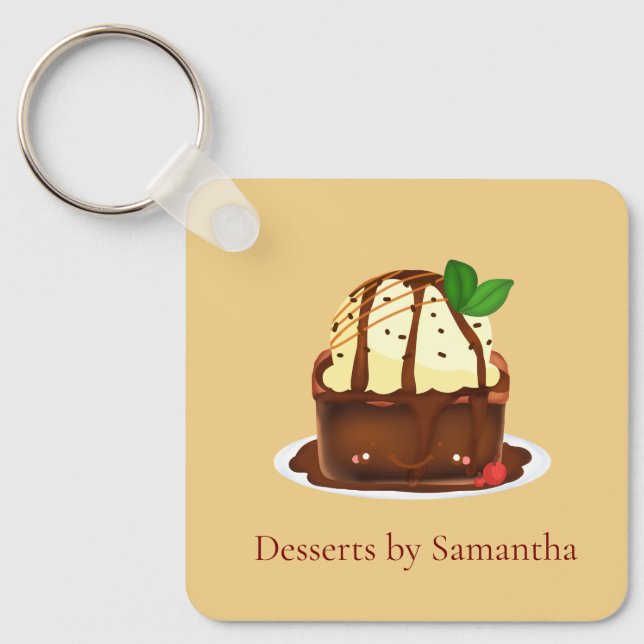 Chaveiro Brownie de Chocolate Com Sorvete de Baunilha (Frente)