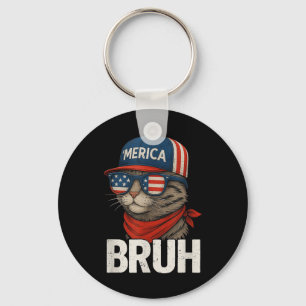 Chaveiro Bruh 4º De Julho Gato-Americano Homens Patrióticos