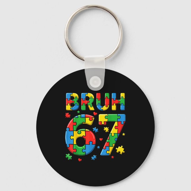 Chaveiro Bruh 6 7 conscientização do autismo crianças seis  (Frente)