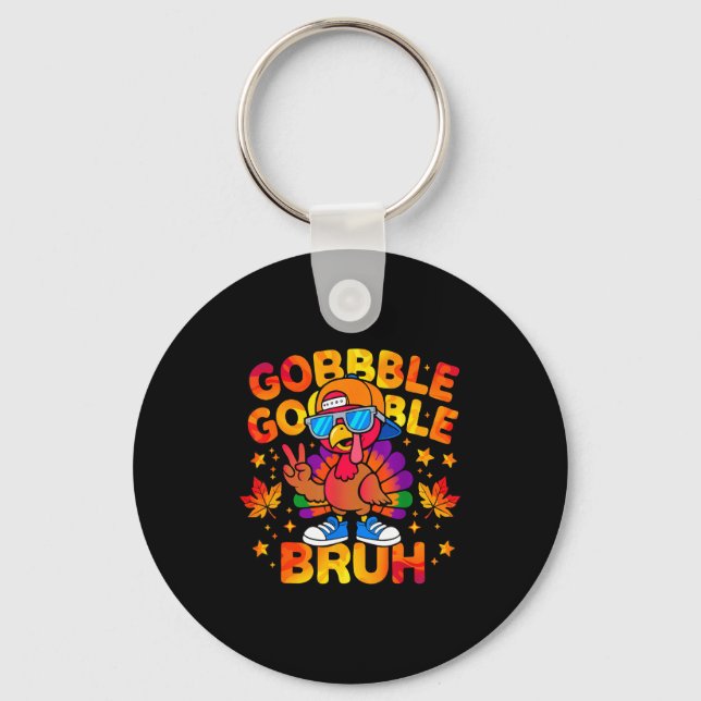 Chaveiro Bruh Funny Thanksgiving Turkey Gobble Outfit Boys  (Frente)