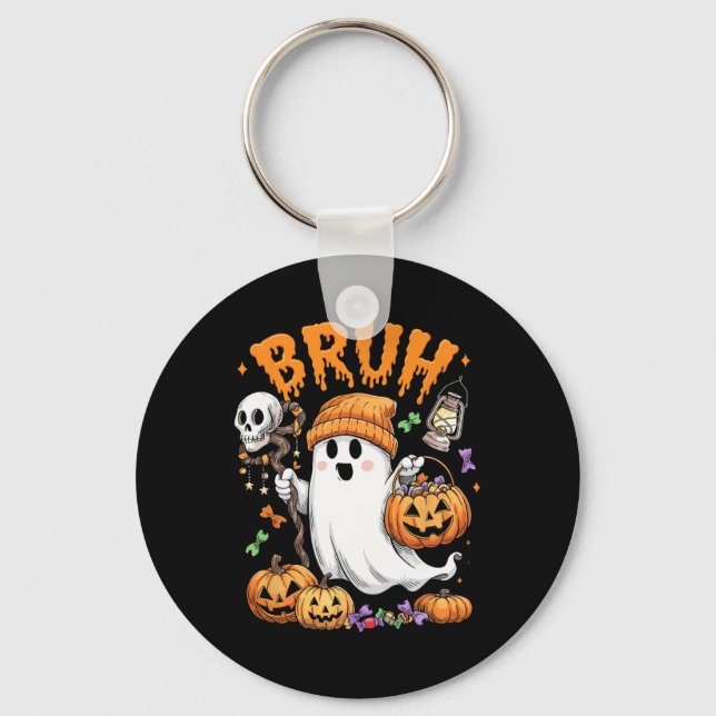 Chaveiro Bruh Ghost Halloween - Truque De Fantasma Ou De Tr (Frente)