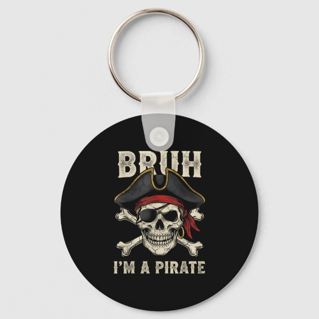 Chaveiro Bruh um meme de caveira de pirata esqueleto engraç (Frente)