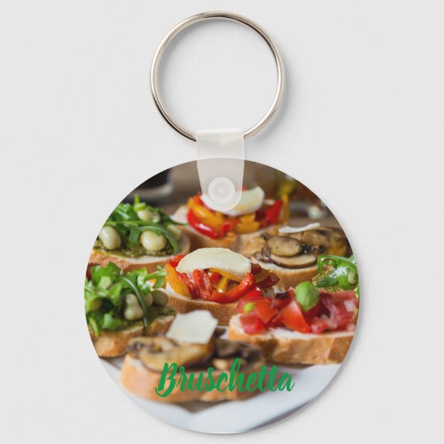 Chaveiro Bruschetta Antipasti com feijão e arugula, (Frente)
