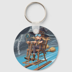 Chaveiro Bruxa Aviadora Adorável