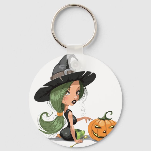 Chaveiro Bruxa de Halloween (Frente)