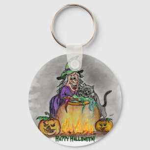 Chaveiro Bruxa e gato, Feliz Halloween!