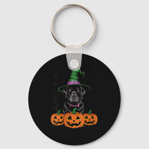 Chaveiro Bruxa Feminina de Halloween com Labrador Retriever