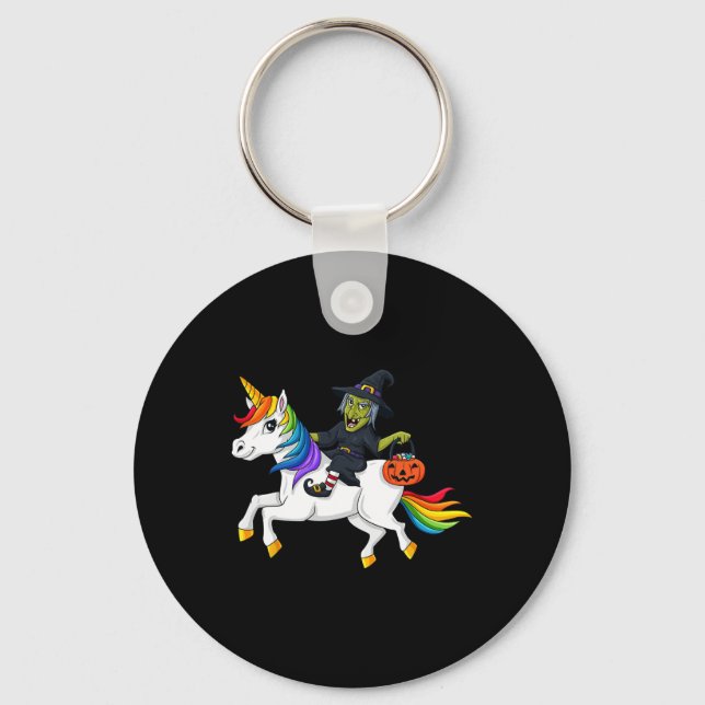Chaveiro Bruxas Diversão Unicorn Diversão de Halloween Meni (Frente)