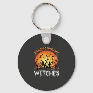 Chaveiro Bruxas Penduradas Lua de Halloween Morcegos Abóbor