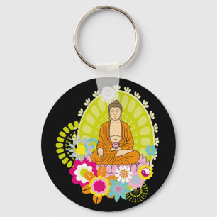 Chaveiro Buddha em flores do primavera
