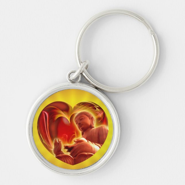 Chaveiro BUDHA Heart | Brilho amarelo (Frente)