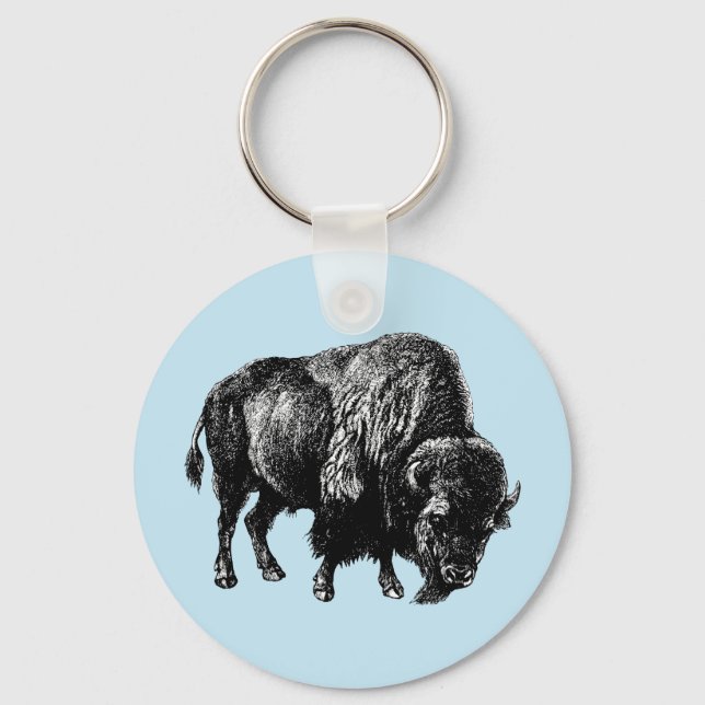 Chaveiro Buffalo American Bison Vintage Wood Engrave Keyc (Frente)