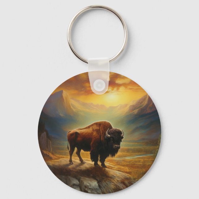 Chaveiro Buffalo Bison Sunset Silhouette (Frente)