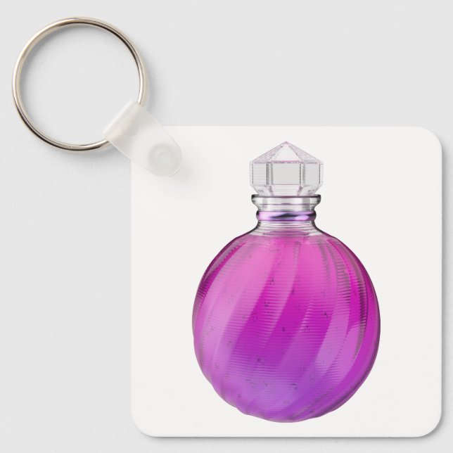 Chaveiro Bulbo de poção mágica de cristal com líquido roxo (Frente)