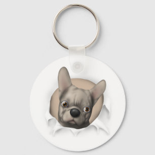 Chaveiro Buldogue francês (amarelo) que rebenta para fora