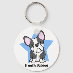 Chaveiro Buldogue francês de BW da estrela de Kawaii