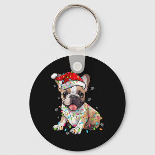 Chaveiro Buldogue Francês Divertido Árvore de Natal Luzes N