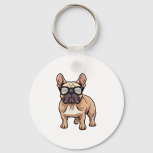 Chaveiro Buldogue francês Vestindo óculos