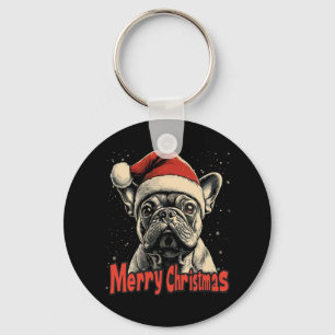 Chaveiro Buldogue Santa Hat Feliz Natal Cachorro de Natal
