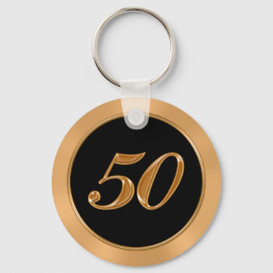 Chaveiro BULK Cheap 50 Anniversary Keychains Gold Black