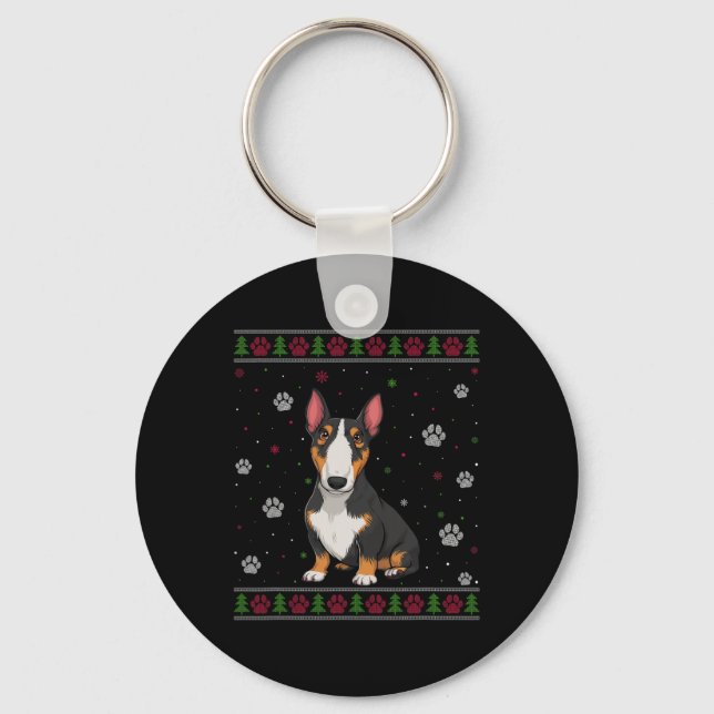 Chaveiro Bull Terrier Christmas Sweet Xmas Pet Animal (Frente)