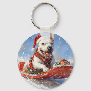 Chaveiro Bull Terrier Dog Sledge Deixe nevar Natal