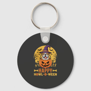 Chaveiro Bulldog engraçado Halloween Feliz Howl-O-Ween Vint