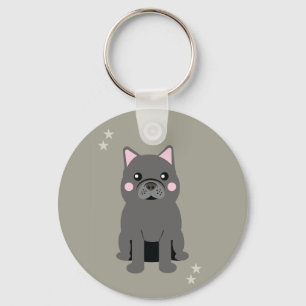 Chaveiro Bulldog Francês Cinza Bochechas Fofas