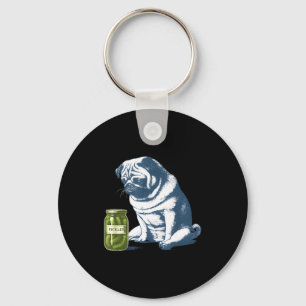 Chaveiro Bulldog francês com pote de picles meme engraçado 