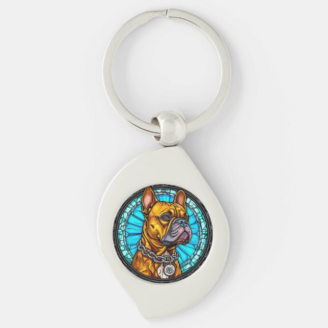 Chaveiro Bulldog Francês em Design Ornamentado (Frente)