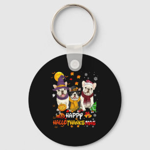 Chaveiro Bulldog Francês Feliz Hallothanksmas Amante de Cac