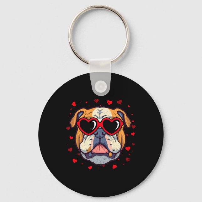 Chaveiro Bulldog Inglês Coração de São Valentão Amantes de  (Frente)