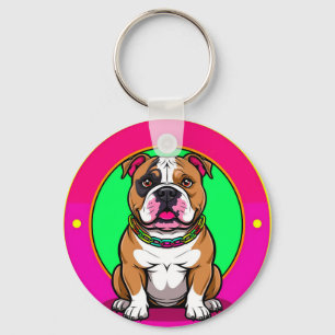 Chaveiro Bulldog Inglês em um Fundo Vibrante