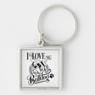 Chaveiro Bulldog Inglês Fofo - Eu Amo Meu Cachorrinho Bulld