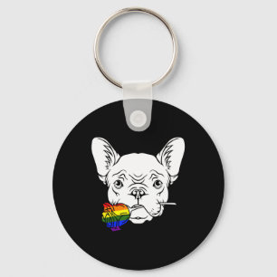 Chaveiro Bulldog Orgulho gay Rosa Lgbt-q Rainbow Frenchog