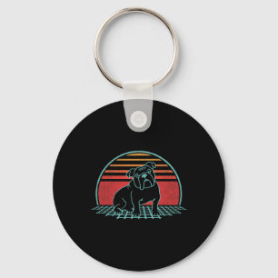 Chaveiro Bulldog Retro Dog Lover Estilo de Vintage 80s