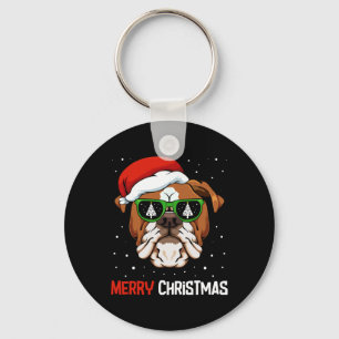 Chaveiro Bulldog Santa Hat Natal Pajama Cachorro X-mas Tree