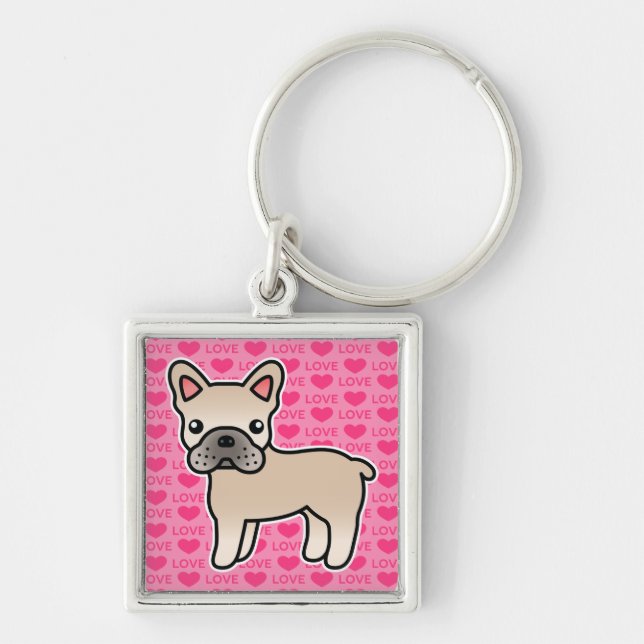 Chaveiro Bulldogue Francês Cartoon Creme (Frente)