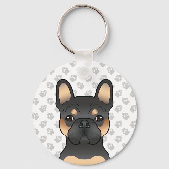 Chaveiro Bulldogue Francês Preto e Castanho / Frenchie Cach (Frente)