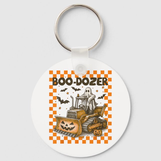 Chaveiro Bulldozer Halloween Boo Dozer Construção Caminhão  (Frente)